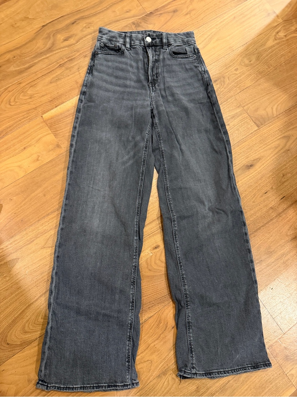 American Eagle Outfitters High-Rise Wide Leg Jeans - Charcoal Gray